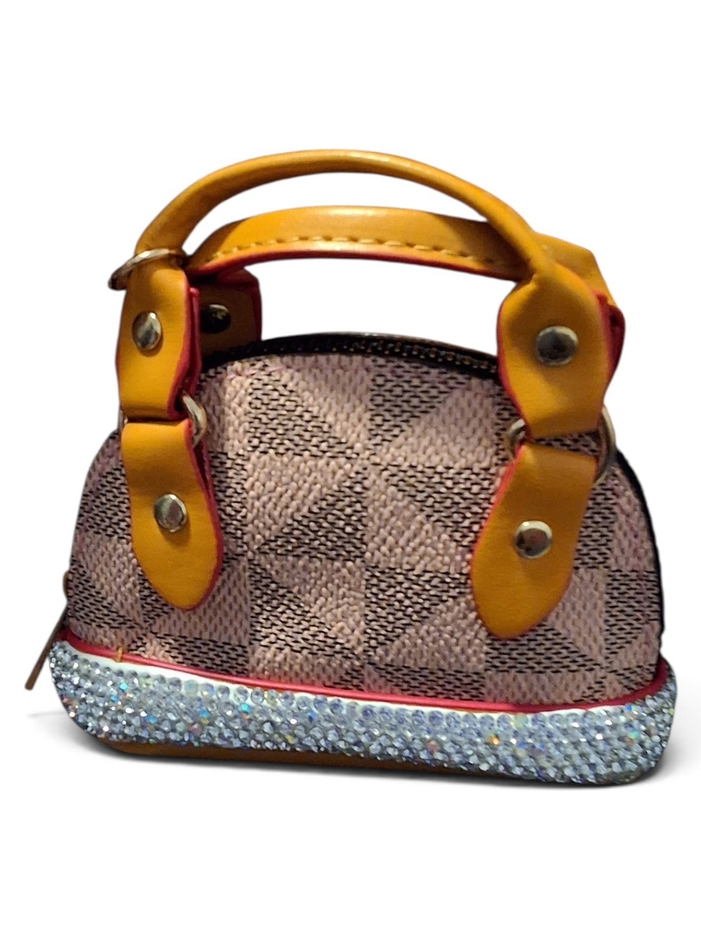 Yellow Handle Rhinestone Accent Mini Satchel
